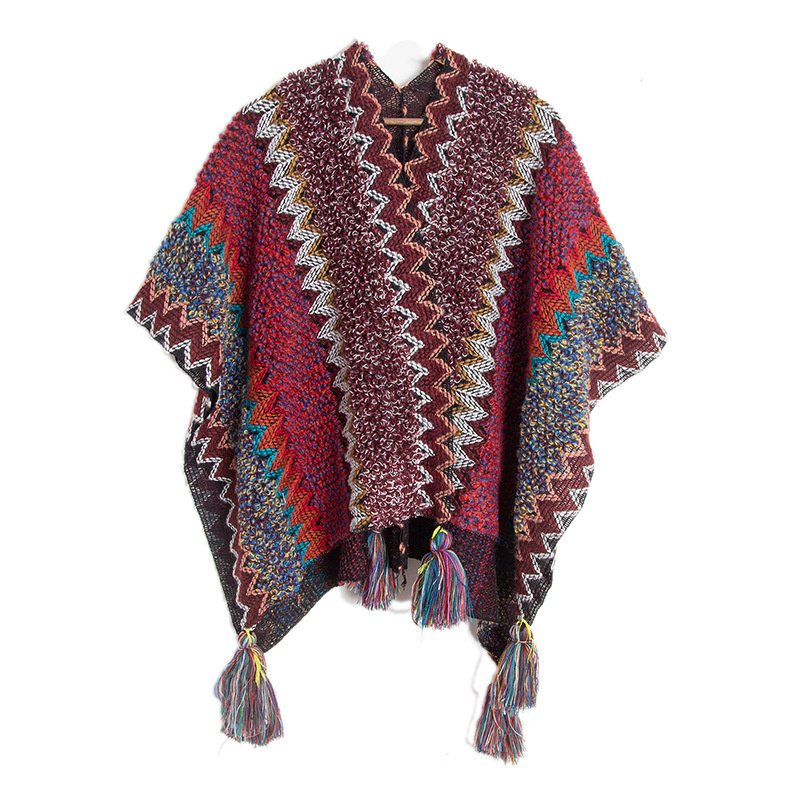 Bohemian Scarf Women Bohemian Scarf Necklace Winter Blankets Multifunction Knitted Cardigans Cape Shawl Poncho Coat: 8