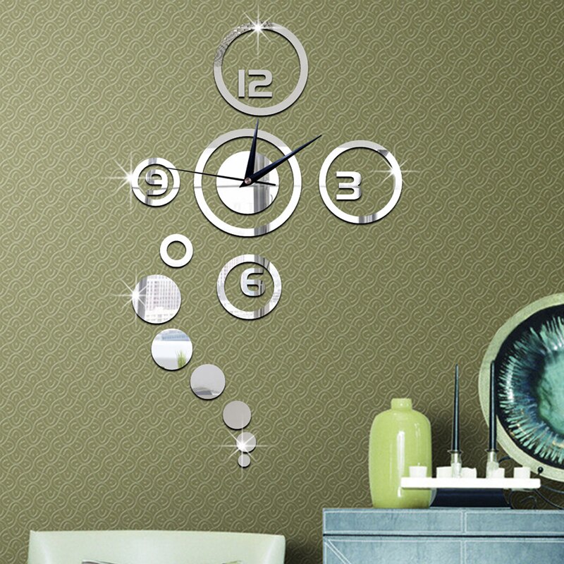 3D Mirror Wall Stickers DIY Quartz Needle Clock Watch Wall Clocks Acrylic Bedroom DIY Home Decoration