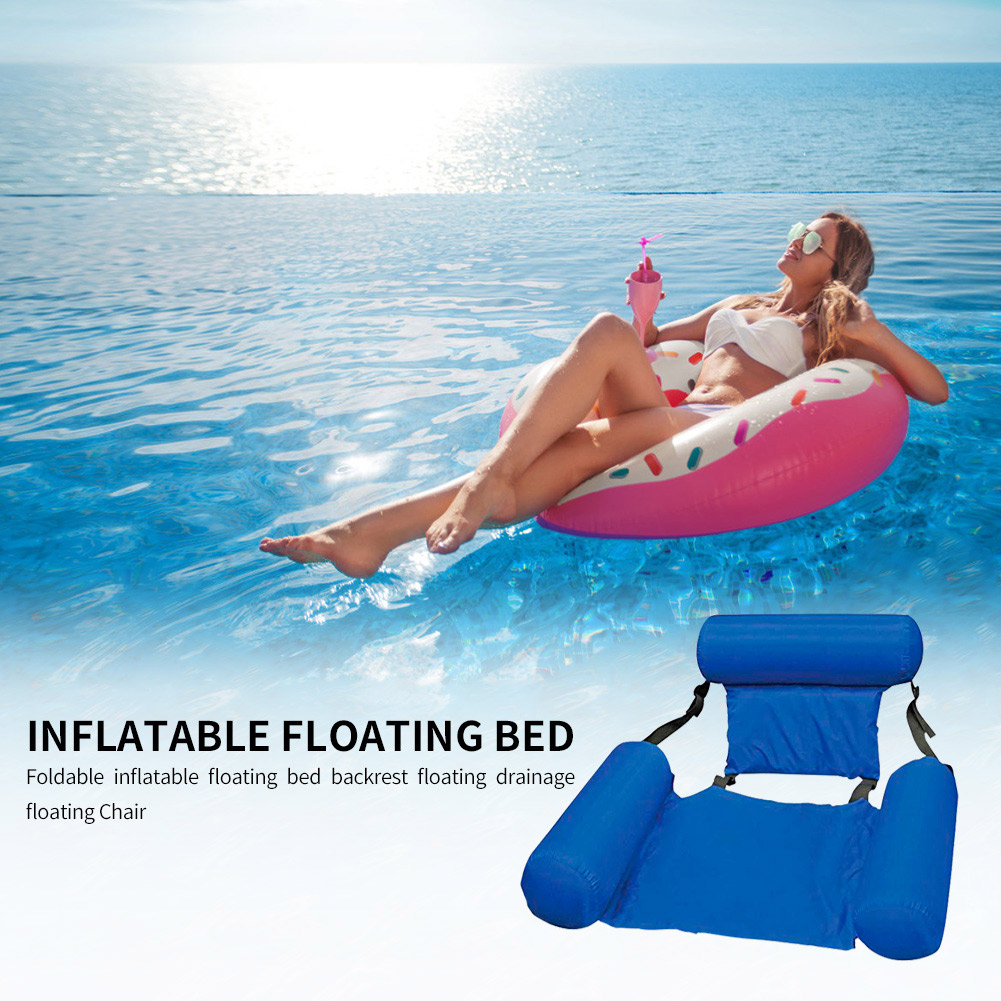 Hamaca de agua para piscina, colchoneta inflable reclinable, silla de cama flotante, colchón de aire plegable para natación de verano, cojín para dormir