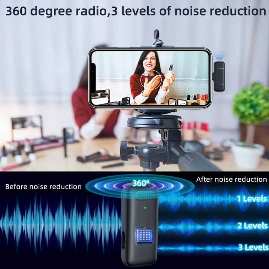 Mini Tragbare kabellos Lavalier-mikrofon Lärm die Ermäßigung Audio- Video Aufnahme Mikrofon Für iPhone Android Mit Ladung Kasten