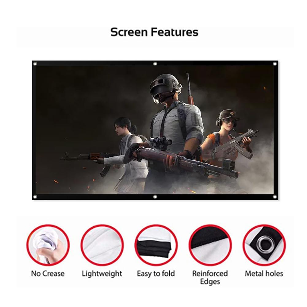 Projection Screen Portable Movie Screen 60/72/84/92/100/120 Inches Household Light Resistant Projection Screen For Home Theater