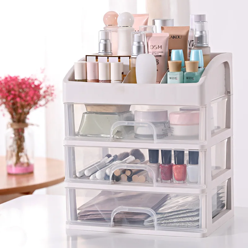 Staubdicht Kosmetik Lagerung Gestell Schreibtisch Organizer Lippenstift Hautpflege Maske Pinsel machen-hoch Schreibtisch Beliebte Kosmetische Lagerung Kasten