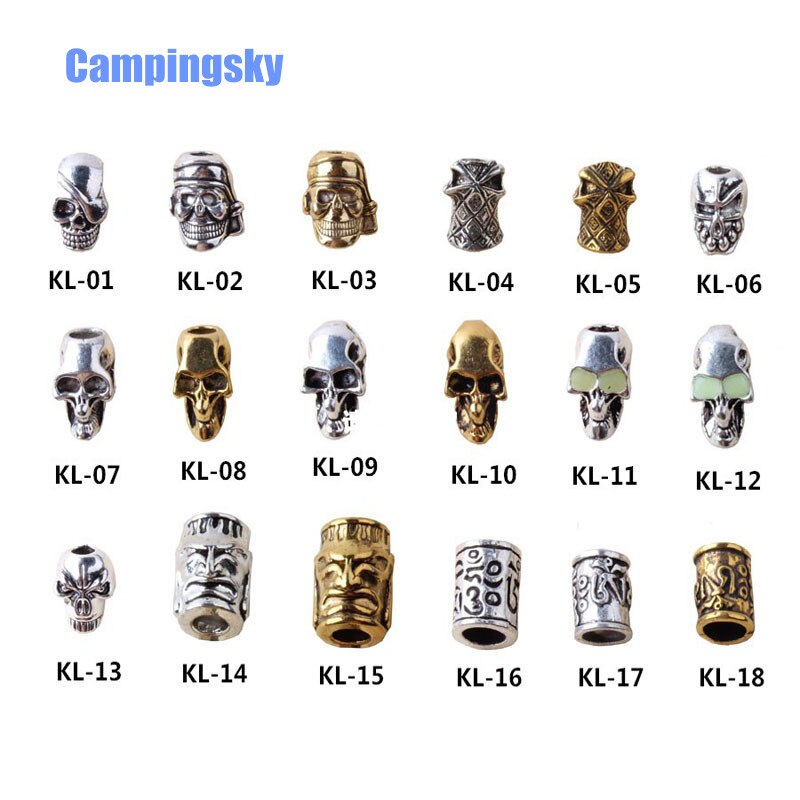 CAMPINGSKY Charm Metal Skull Voor Paracord Knife Lanyards Pack Paracord zinklegering Gesp Voor Paracord Armband Stalen schedel kralen