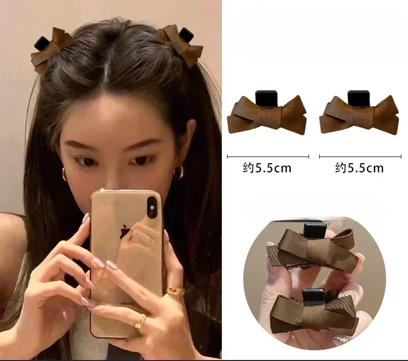 Zwarte Rode Strik Kleine Haarklauw Zoete Prinses Fluwelen Vlek Strik Haarclip Klauw Klem Hoofddeksels Meisjes Vrouwen Koreaanse Haar Styling Tool: Chocolate