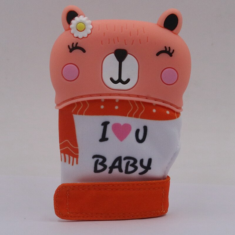 2pz Del bambino Massaggiagengive Guanti Molare Bastone non Tossico silicone morso Bastone Sveglio Del Modello Del Fumetto del Giocattolo