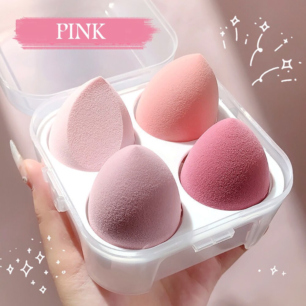 Makeup Sponge Beauty Blender Bombs Cosmetics Waterdrop Blending Tools For Liquid Cream Foundation Sponge for Makeup 1/4/7pcs: 4pcs-pink