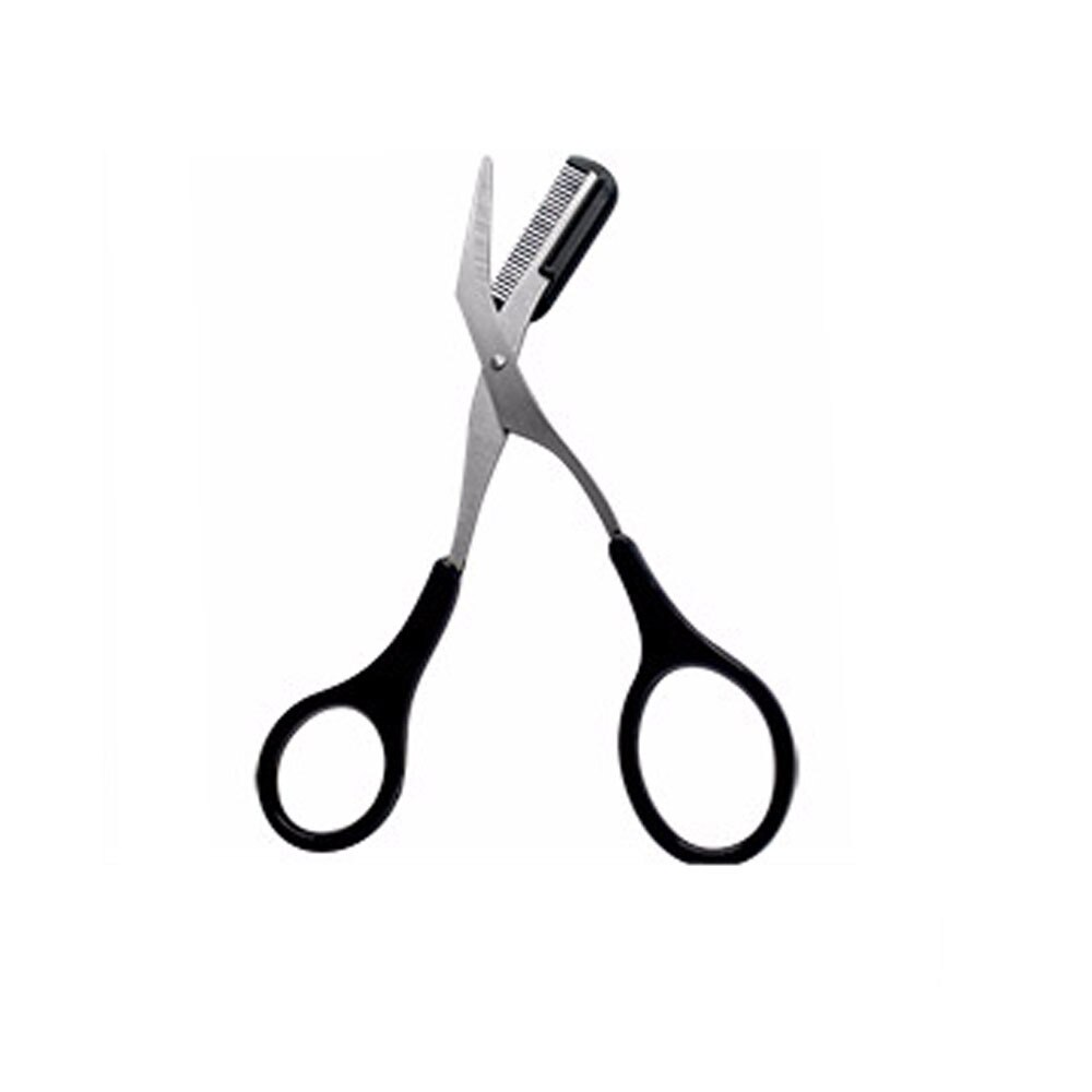 Recortador de cejas negro, tijeras con peine, eliminación de vello Facial, afeitadora moldeadora de pelo, accesorios de maquillaje cosméticos, 1 Uds., AS02: 01