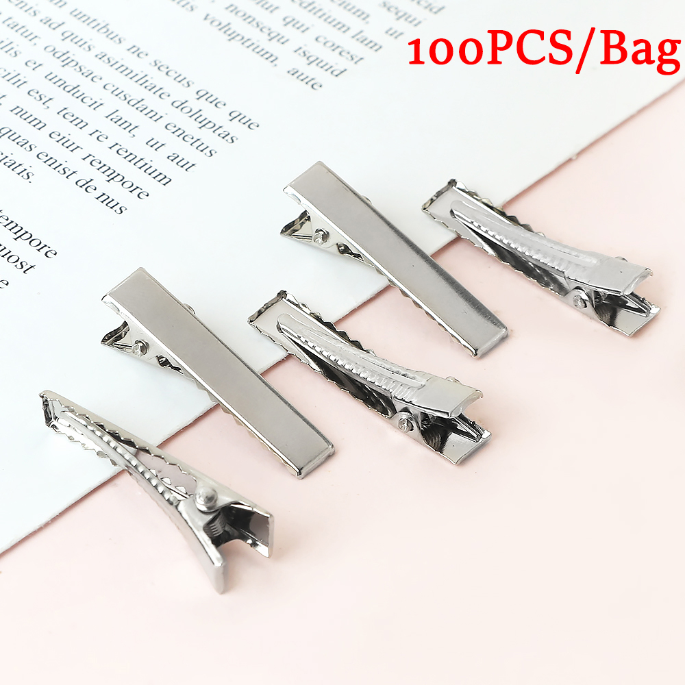 100 Uds 3,0 cm pinzas de cocodrilo de Metal para el cabello mujeres niñas pequeñas pinzas para el cabello DIY joyería horquilla herramientas de peinado accesorios al por mayor: YELLOW