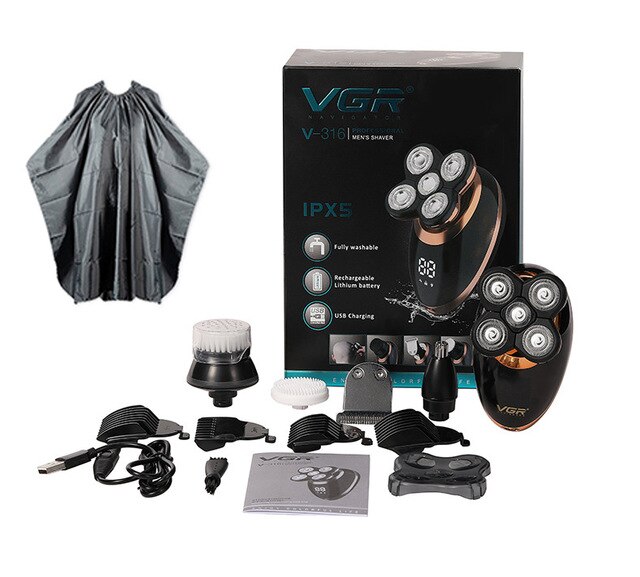 VGR Multifonction Visage Rasoir Électrique 5 Têtes Flottantes Rasoirs Électrique Rasoir Nez Tondeuse Machine USB Rasoir Rechargeable tondeuse barbe tondeuse cheveux professionnelle tondeuse tondeuse barbe rasoir electr: Cloth
