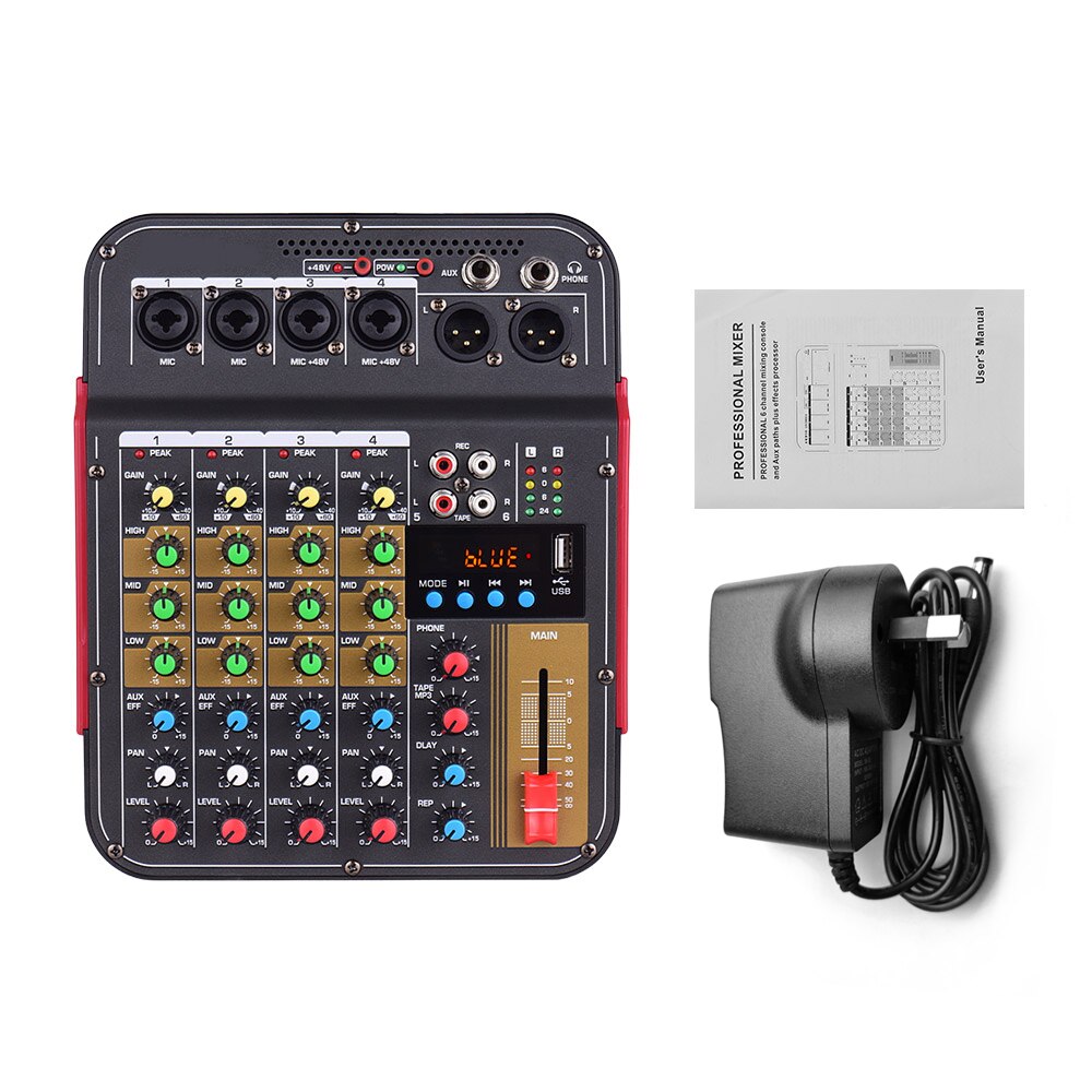 Muslady TM4 Digitale 4-Kanaals Audio Mixer Mixing Console Ingebouwde Phantom Power Met Audio Systeem Voor Studio opname: AU Plug