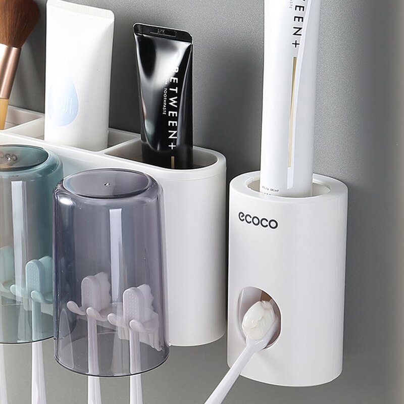 ECOCO Toothpaste Dispenser Wall-Mounted Automatic Toothpaste Squeezer Toothpaste Holder For Wall Hanging Bathroom Accessories