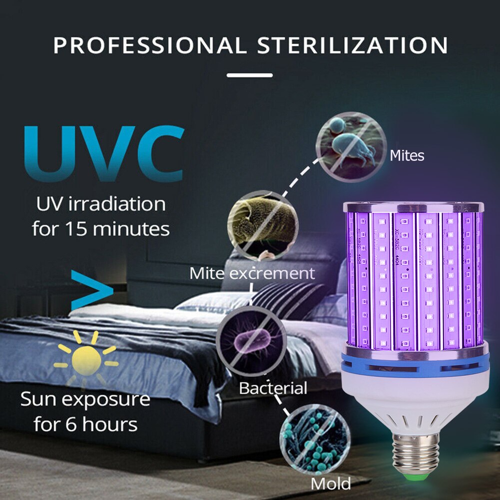 80W UV Germicidal Disinfection Lamp Remote Control Disinfection LED Light Bulb for Home Disinfection Sterilizing
