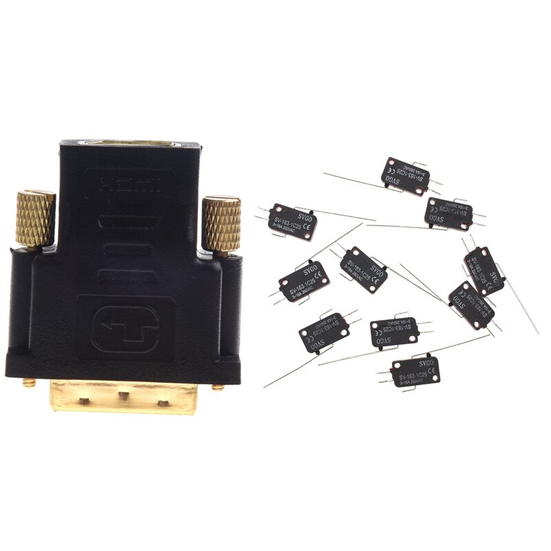 Gold Plated HDMI Female To DVI-D Male Video Adaptor With 10 PCS Mini Limit Switch