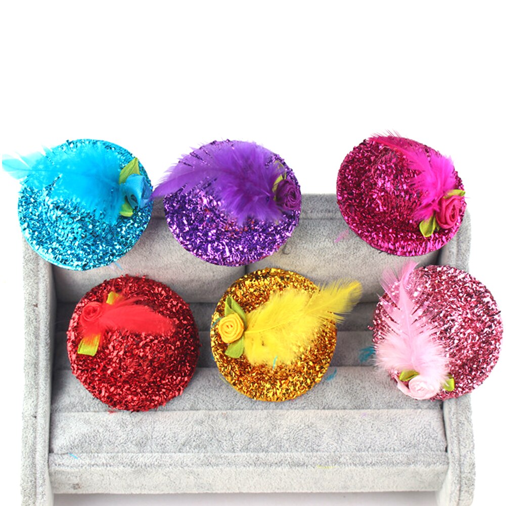 6 stuks kindermeisje mini hoed sluier bloem haarspeld garen veren haarspeld fascinator kinderhoofddeksel