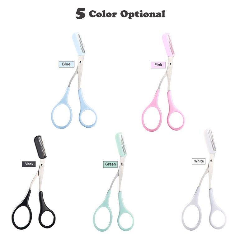 5 Kleur Wenkbrauw Trimmer Schaar Kam Wimper Clips Kam Razor Grooming Haar Mes Scheerapparaat Wenkbrauw Mode Vormgeven Make-Up gereedschap