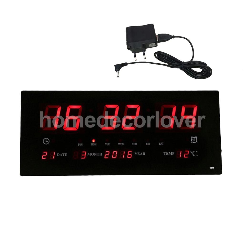 Extra Big Screen LED Office Wall Clock Alarm Clocks 24H Calendar -Time - Days -Week -Year Temperature Meter Projection Clocks EU