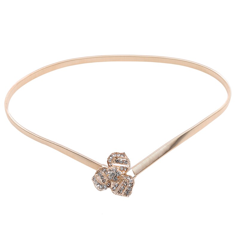 Oro rosa flor cintura cadena femenina chica estiramiento elástico apretado cinturón mujer Ropa Accesorios cinturón mujer