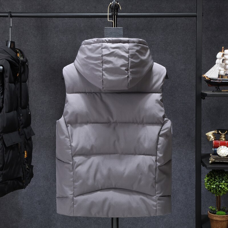 Winter Jassen Casual Dikke Vesten Mannen Mouwloze Hoodie Jassen Mannelijke Katoen Gevoerde Warme Slanke Grote Pocket Vest