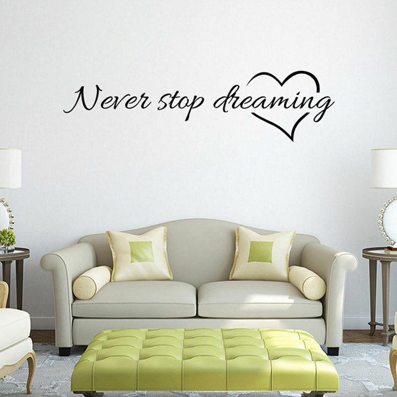 Nooit Stoppen Dromen Citaat Verwijderbare Muursticker Vinyl Art Decal Thuis Woonkamer Decor