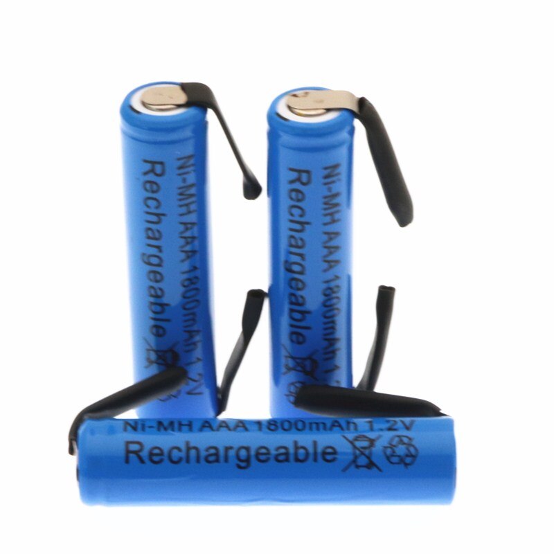 1.2V AAA rechargeable battery 1800mah AAA ni-mh cell with welding tabs pins flat top for toys cordless phone + DIY nickel
