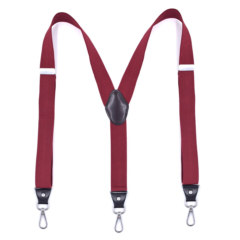 Heavy Duty Bretels Met Swivel Haken Voor Mannen Werken Jeans Y Terug Grote En Lange Verstelbare Elastische Broek Bretels Riem loop Band: Bourgondië