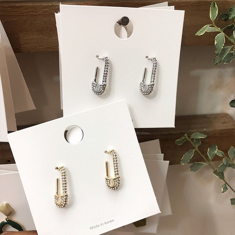 Trendy papirclips sikkerhedsnål øreringe kvinder bling guld metal bryllup statement øreringe smykker øre manchet tilbehør