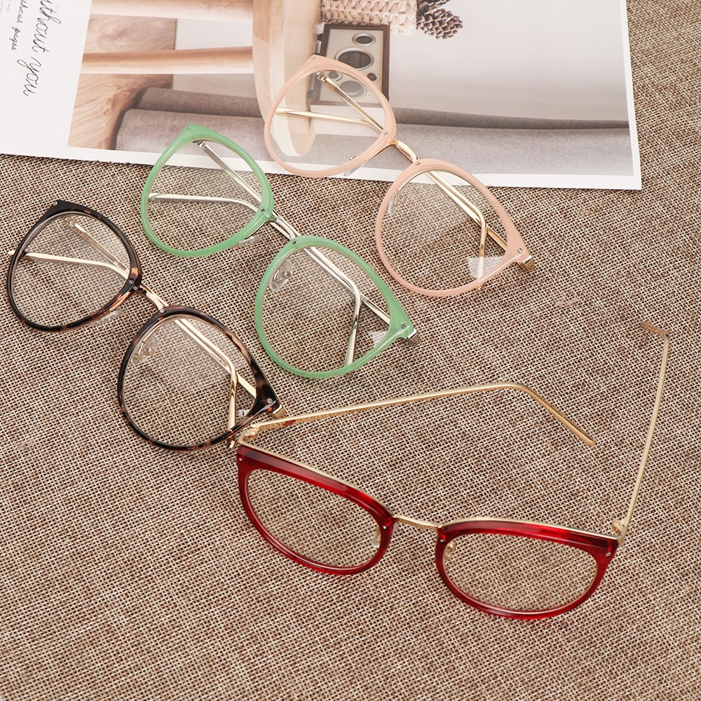 Women Trendy Metal Frames Myopia Optical Lens Glasses Eyeglasses Men Classic Clear Lenses Vision Care Spectacles