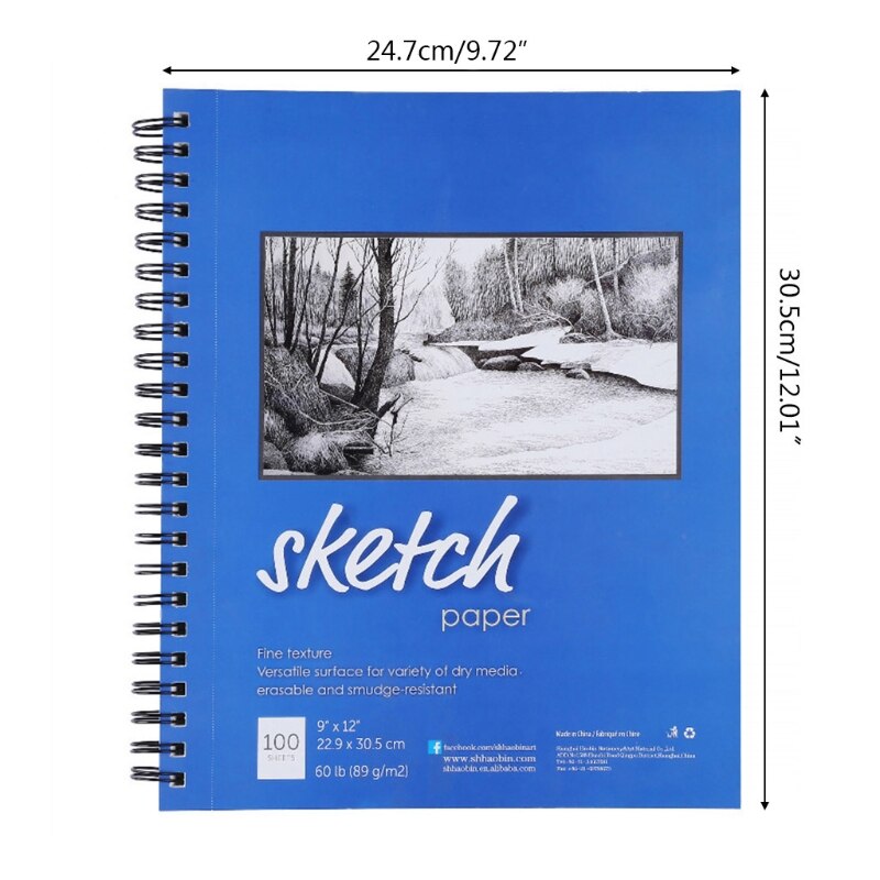 100 Sheets 9x12" Sketch Drawing Paper Book Sketchbook Artist Pad School Supplies K3KB