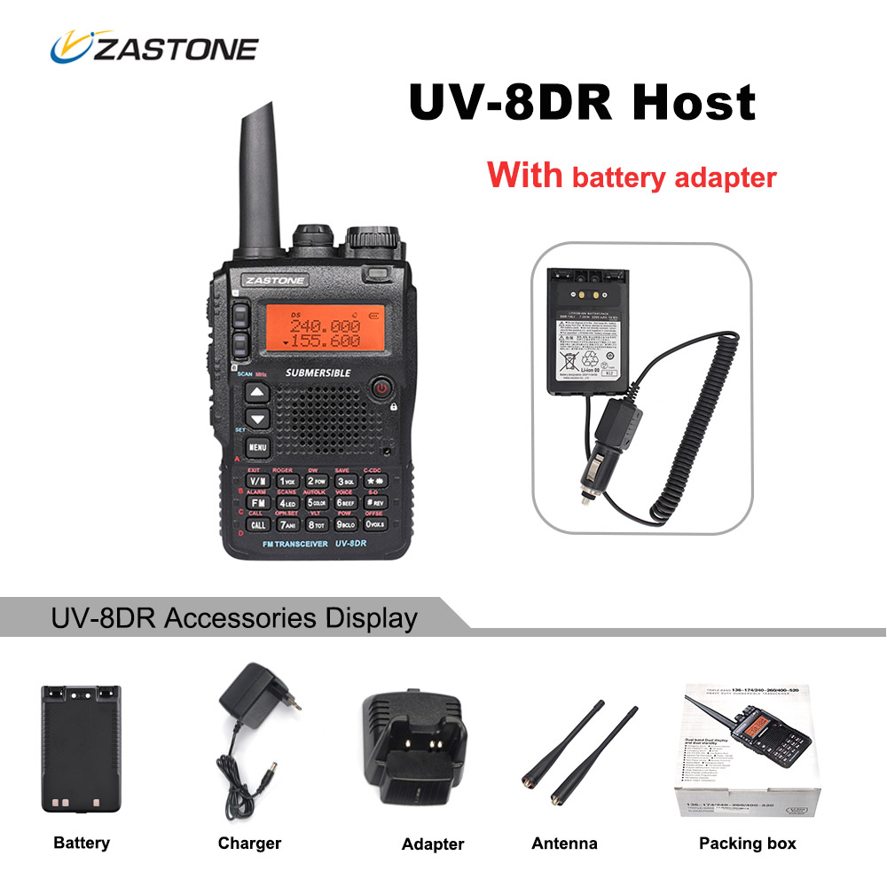 Walkie-talkie Zastone UV-8DR VHF/UHF 136-174MHz 240-260MHz 400-520MHz 128-MHz, Radio bidirectionnelle à trois bandes CH UV8DR: Whit hombination