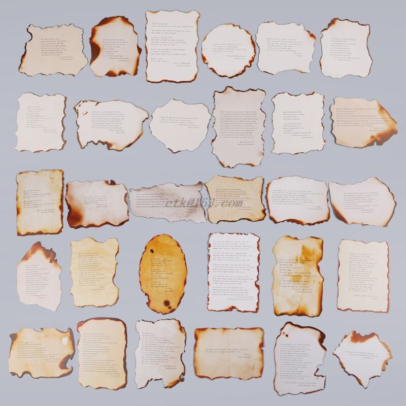 30 Sheets Lovely Burnt Postcard Letter Birthday Card Wish Message Poster Cards