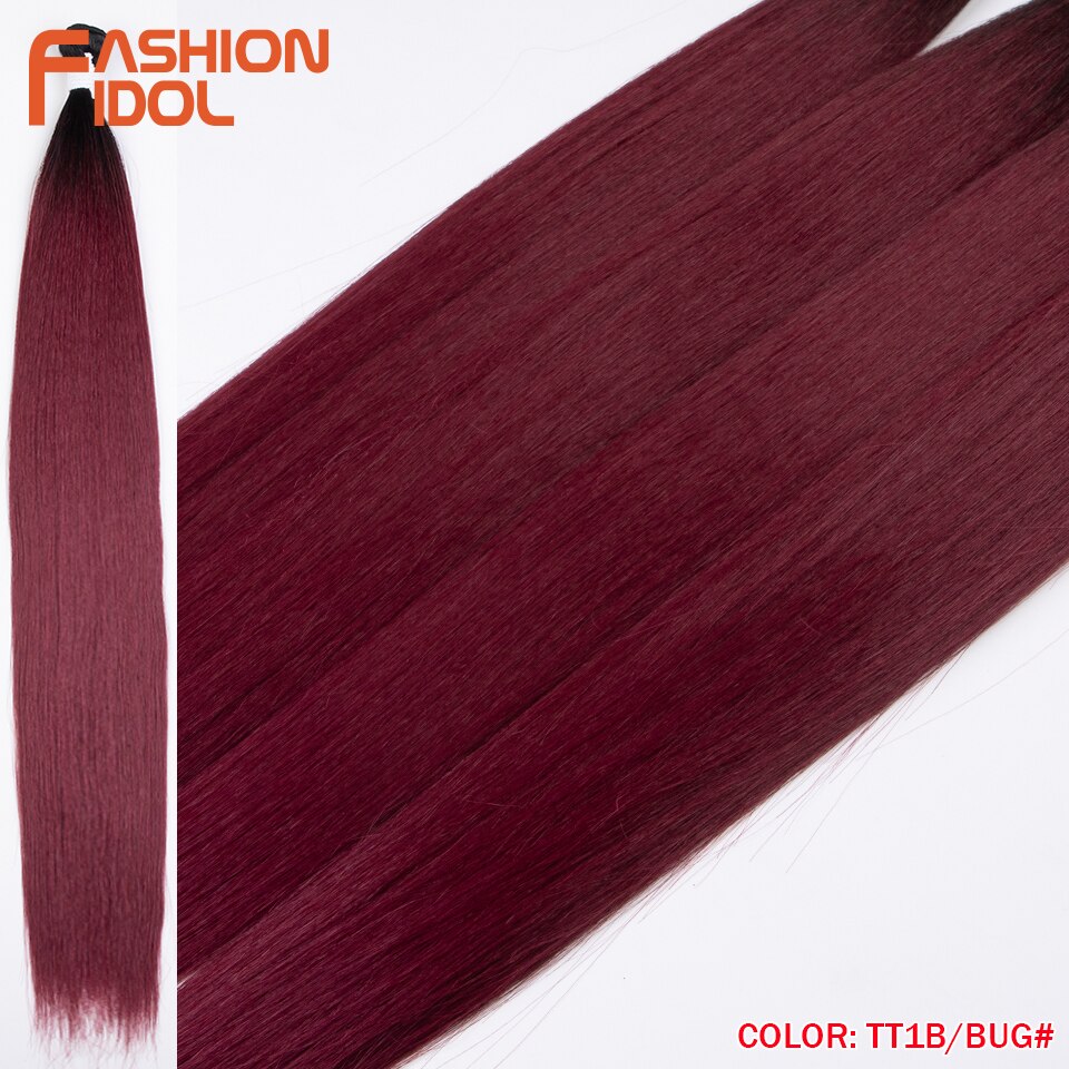 Bone Straight Hair Extensions Ombre Blonde Hair Bundles Super Long Hair Synthetic 24 Inch Straight Hair Full to End IDOL