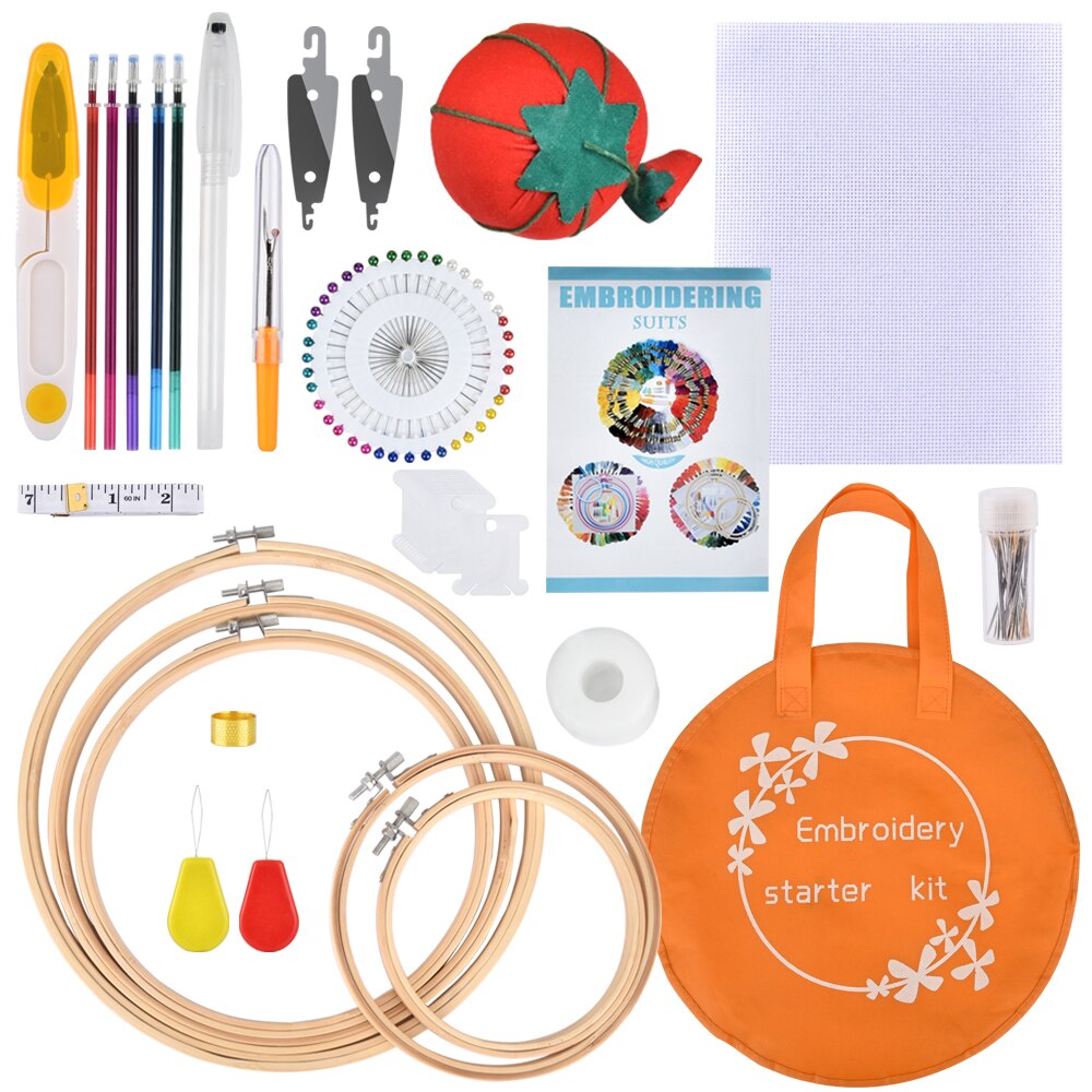 100pcs Random Color Embroidery DIY Silk Line Branch Threads Cross Stitch Thread Needle Set Thread Punch Stitching Knitting Kit