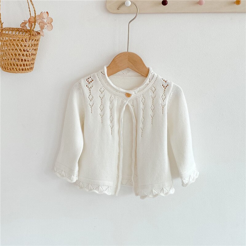 Baby Sweaters Long Sleeve Newborn Outerwear Knitwear Cardigan Autumn White Knitted Toddler Infant Boy Girl Jackets Coats Clothes: 18M(90)