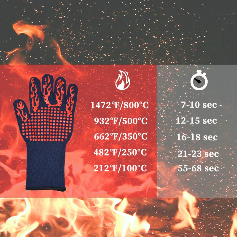 BBQ Gloves Extreme Heat Resistant Fireproof Heated Baking Cooking Microwave Bbq Barbacoa Kitchen Barbecue Oven Grill Gloves