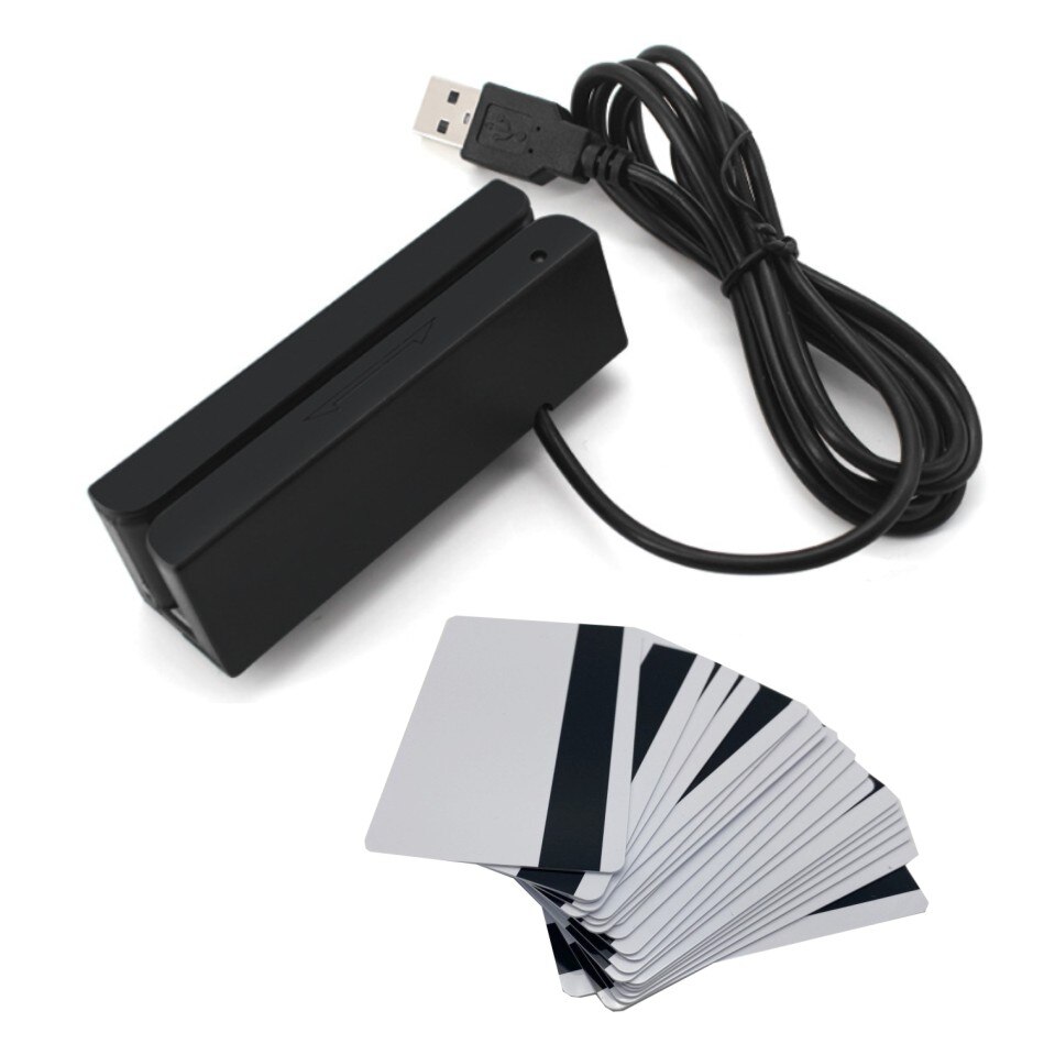 USB Universal Magnetic Card Barcode Reader Stripe Bidirectional Card Reader POS Reader 1 2 3 track white