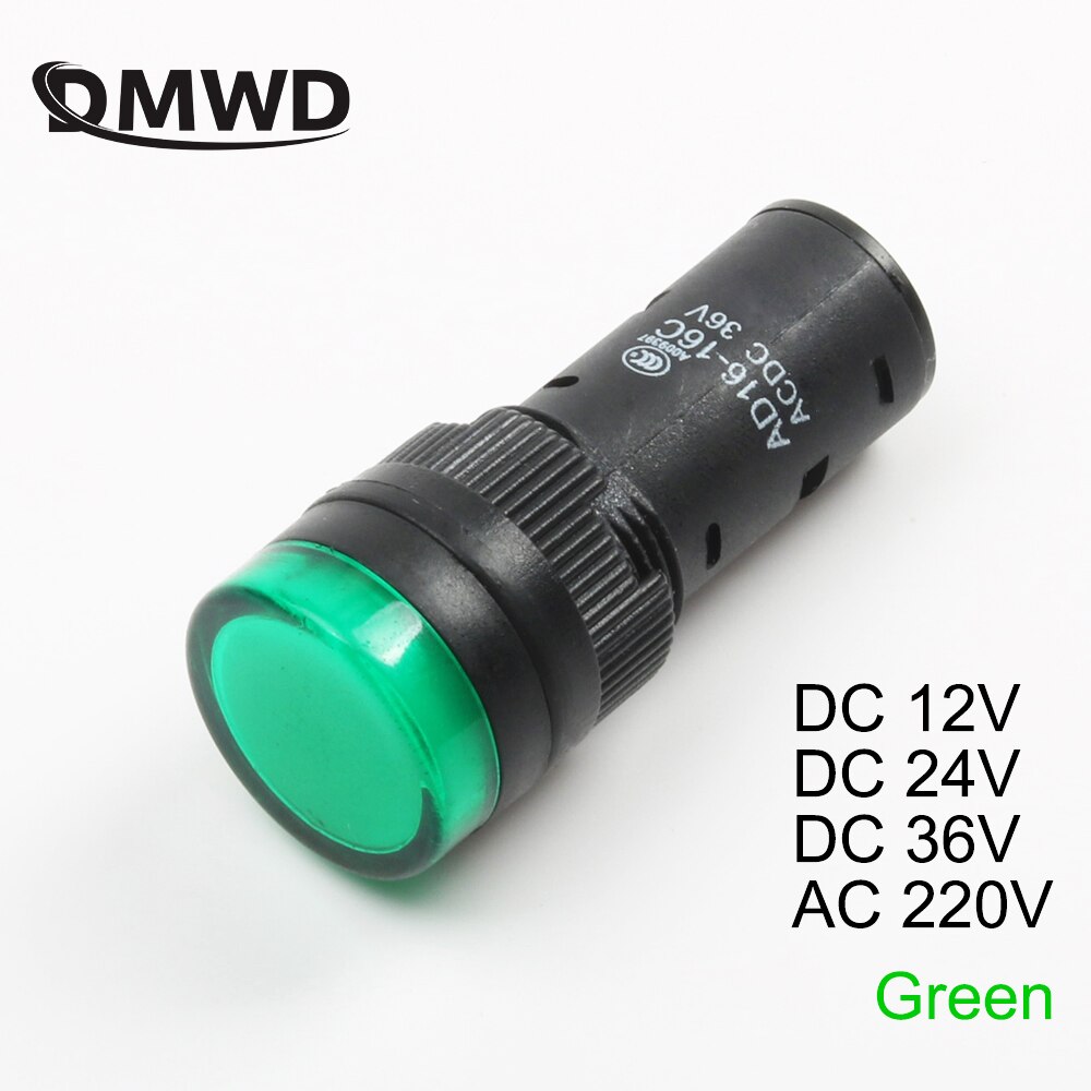 20pcs/lot LED indicator lamp dia 16mm AD16-16C LED signal light indicator AC220V DC12V 24V 36V Green