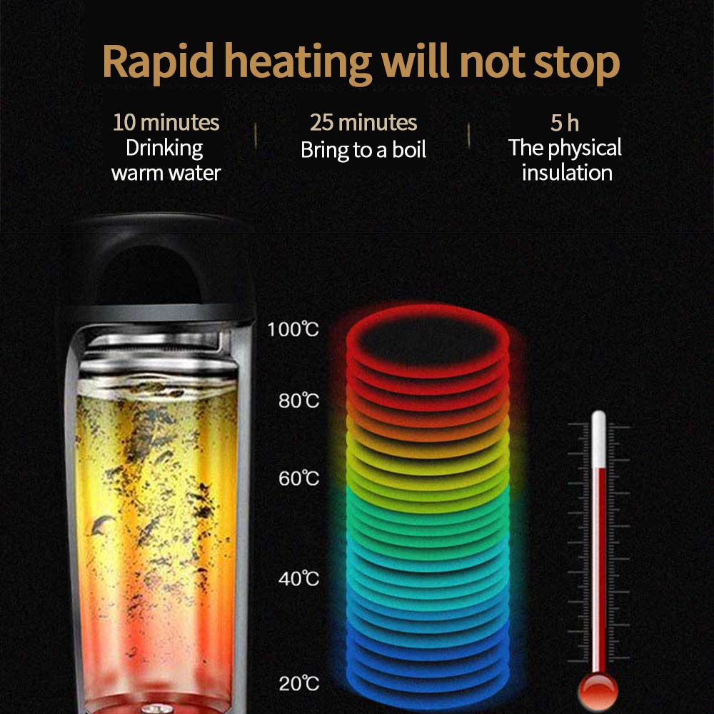 Enver 12v 420ml bil elektrisk varmekop opvarmning vandkedel intelligent temperaturkontrol lcd display temperaturkedel