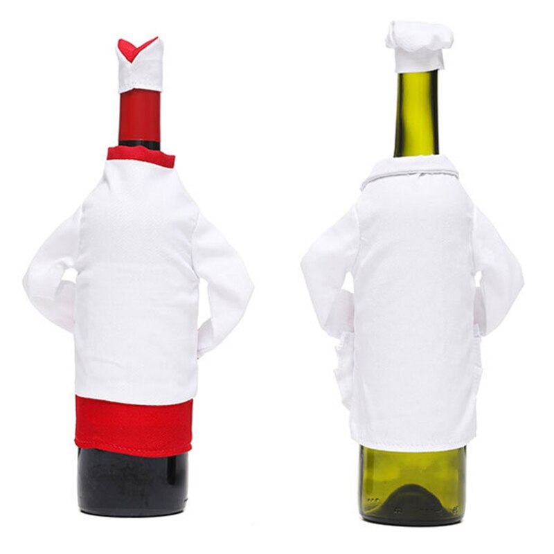 Housse pour bouteille de vin de noël créative, sac décoratif pour Mini chapeau de Chef drôle, pochette pour bouteille de Champagne, de fête