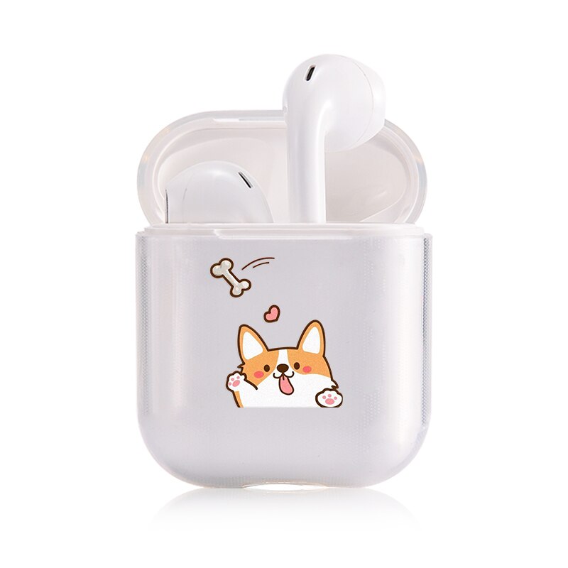 Hard Clear Headphone Case For Apple airpods 1 Case Luxury Pets Corgi Dog Transparent Air Pods Case For Airpods 2 Protective Cove