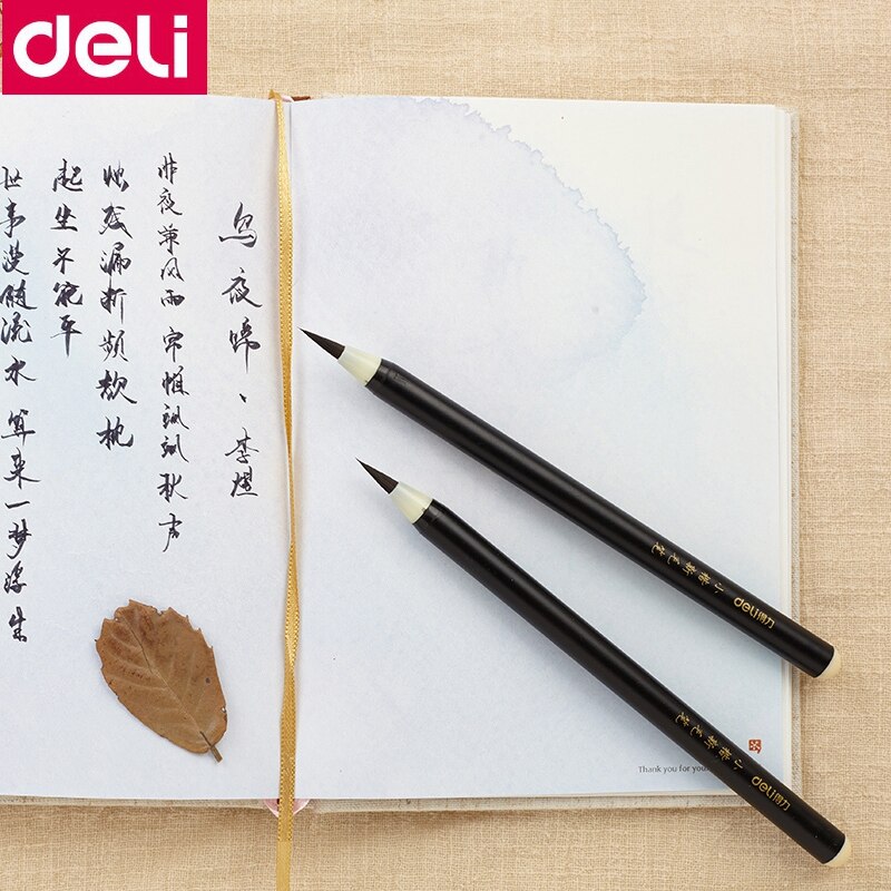 2PCS/LOT Deli 6589 write directly soft brush pen for calligraphy practice school student stationery supplies art drawing brush