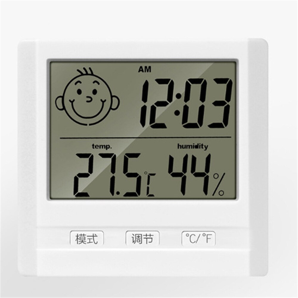 Electronic Thermometer Hygrometer Indoor Multifunctional Temperature Humidity Meter Thermometer with Time Display Home Supplies: Default Title