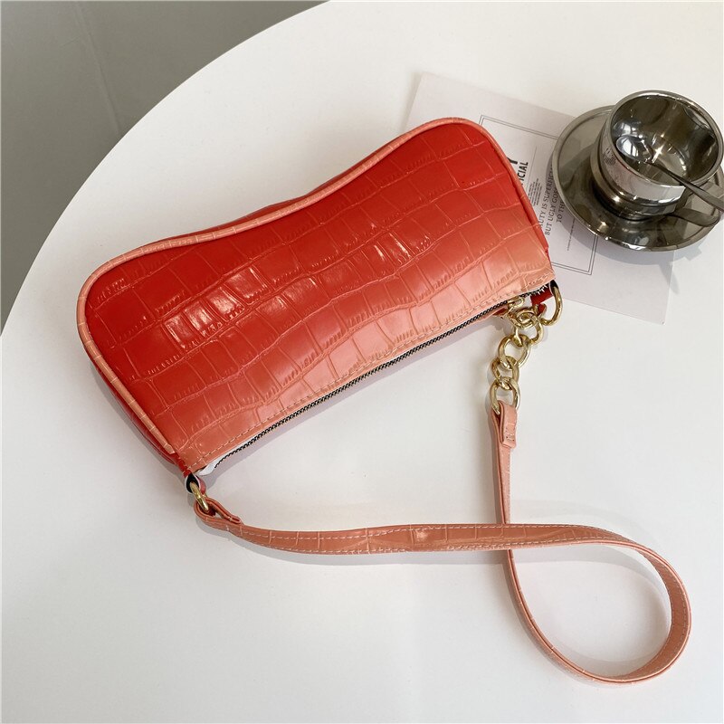 Bolso de temperamento para axila para mujer, bolsa de mensajero para primavera y verano, rosa, gradiente francés,: Orange