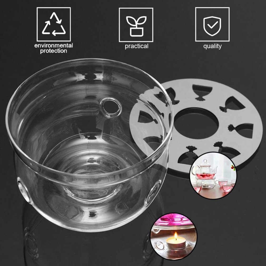 Calentador de tetera resistente al calor Base de vidrio de borosilicato transparente forma redonda aislamiento Tealight taza de té portátil Holder