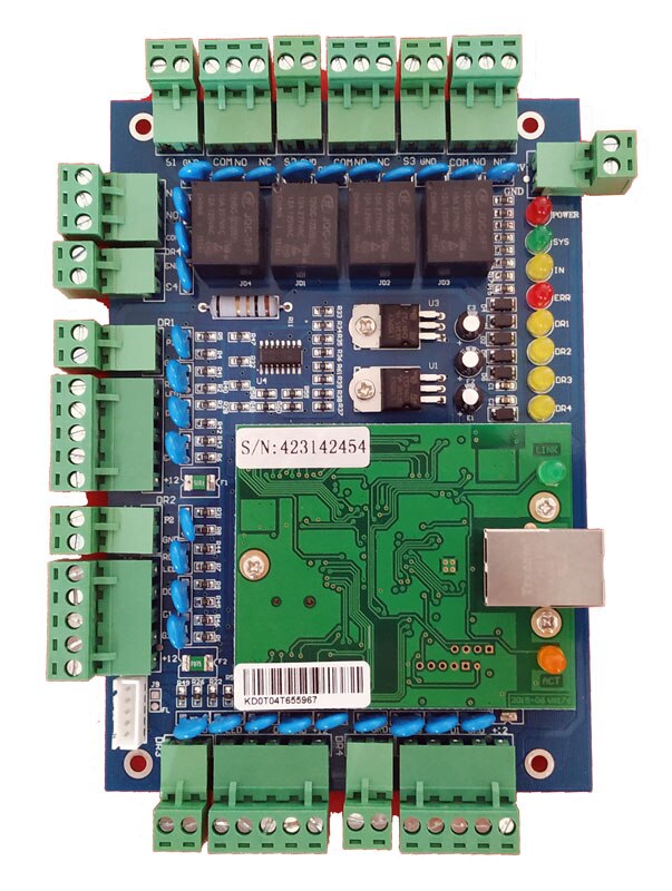 TCP/IP four Door access Control kit 10A big power access board for access system / time attendance support RFID QR reader sn:L04