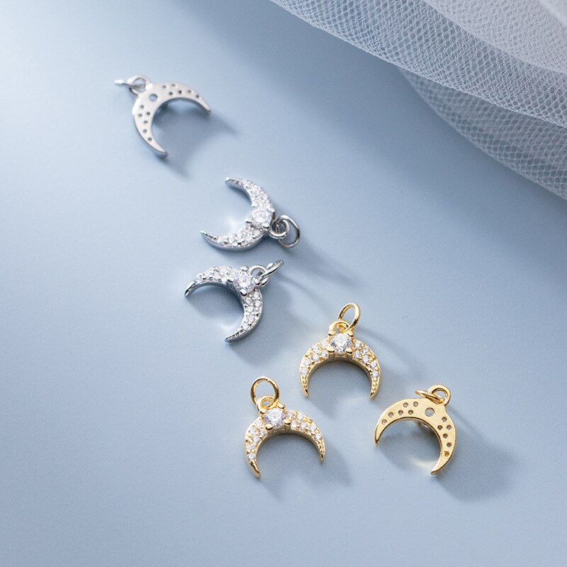 Trustdavis Mode Echte 925 Sterling Zilver Sweet Mini Maan Cz Charm Hanger Handgemaakte Diy Accessoires DZ44