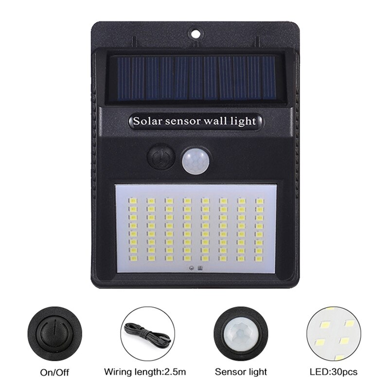 A2 Zonne-energie Wandlamp Pir Motion Sensor Solar Lamp Lantaarn 64LED 1200mA Outdoor Waterdichte Tuin Aparte Zonnepaneel