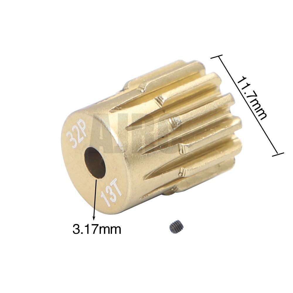 32P M0.8 3.175mm 13T 14T 15T 16T 17T 18T 19T 20T 7075 Aluminum alloy Metal Pinion Motor Gear For 1/10 RC Model Car Motor gear: Yellow