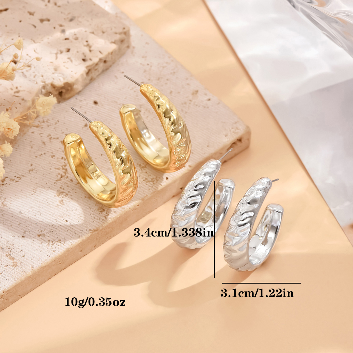 Pendientes geométricos irregulares de Color metálico para mujer, aretes con personalidad de estilo minimalista, de joyería 2024