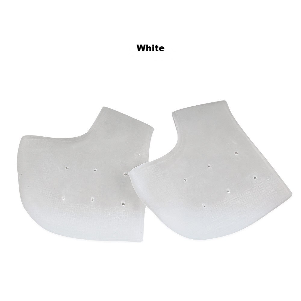 Silicone Heel Protector Protective Sleeve Heel Spur Pads for Relief Plantar Fasciitis Heel Pain Reduce Pressure on Heel 2Pcs: With holes White