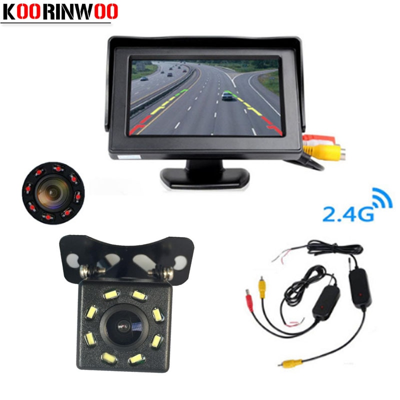 Koorinwoo Draadloze Adopter Auto Monitor Screen 800*480 Auto Achteruitrijcamera Backup Reverse Sensor Nachtzicht Infrarood Licht